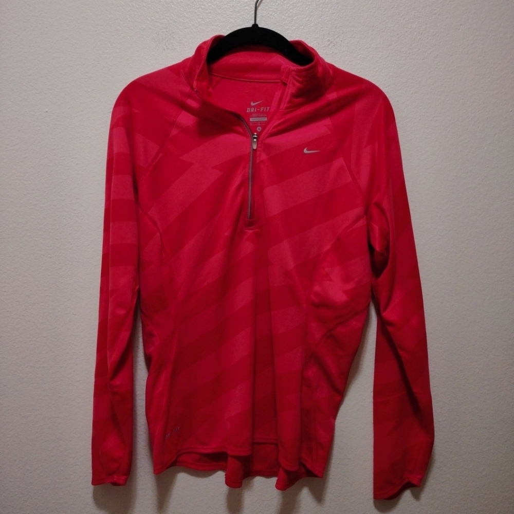 Nike Dri-Fit Red Long Sleeve Quarterzip Pullover Medium